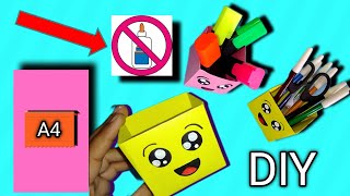 How To Make Pencil Box  DIY Paper Pencil Box Idea  Without Glue Or Scissor   Paper Crafts [upl. by Einaffyt504]