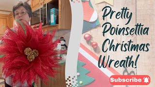 Pretty Poinsettia Christmas Wreath Tutorial  DIY Poinsettia Wreath Craft [upl. by Kirrad]