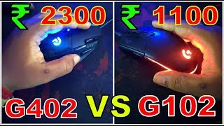 Logitech G402 VS Logitech G102  ₹ 2300 Mouse VS ₹ 1100 Mouse [upl. by Foss]