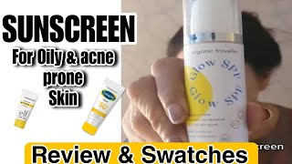 Best Sunscreen for Oily acneProne Skin  Review amp Swatches [upl. by Eisnil]