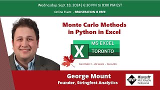 Excel Toronto Meetup  Monte Carlo Methods in Python in Excel  George Mount [upl. by Vonny]