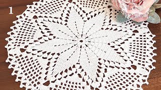 CROCHET How to crochet doily EASY Tutorial Part 1 1  7 round [upl. by Alf]