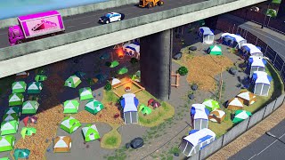 I Made a 5300 Person Homeless Camp in Cities Skylines [upl. by Lorn954]