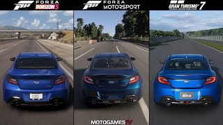 Forza Horizon 5 vs Forza Motorsport 2023 vs Gran Turismo 7  Subaru BRZ Sound Comparison [upl. by Vivi242]