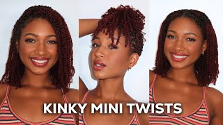 DIY Fall Kinky Twists  Burgundy Afro Kinky Twists Tutorial with a Twist ft Hot Braids [upl. by Arreyt]