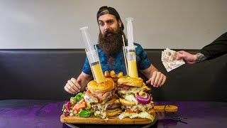 YOU WIN £100 CASH IF YOU FINISH THIS BURGER CHALLENGE QUICK ENOUGH  BeardMeatsFood [upl. by Tnias]