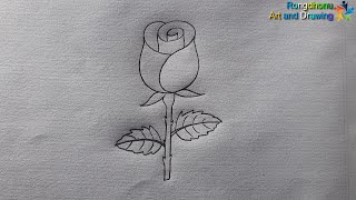 Golap Akanor Koushol  Rose Flower Drawing Techniques [upl. by Catina392]