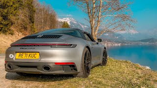 Porsche 911 Targa GTS 992 Review  London To Switzerland Roadtrip 🇨🇭 [upl. by Grussing]