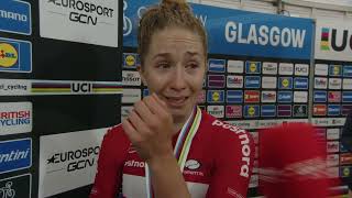 Cecilie Uttrup Ludwig  Interview at the finish  Womens Glasgow UCI World Championships 2023 [upl. by Ahsinnek]