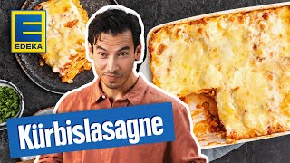 Vegetarische Kürbislasagne  Lasagne Rezept mit Kartoffeln [upl. by Aligna]