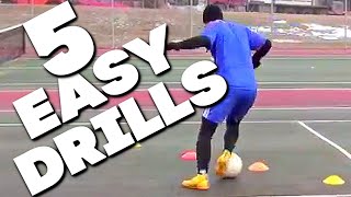 5 DRIBBLING DRILLS with cones for soccer  in football  cone dribbling drills [upl. by Ennaitak]