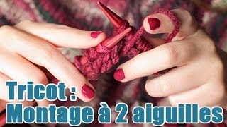 Tricot  Réaliser un montage à deux aiguilles [upl. by Dlareme]