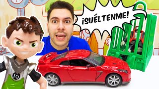 ¡Ben 10 atrapa a los VILLANOS Video de coches y superhéroes [upl. by Nynnahs]