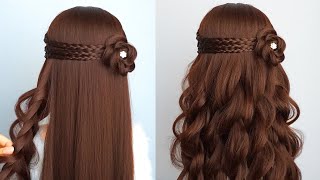 Easy And Unique Hairstyle For Wedding And Prom  Waterfall Braid Half Up Half Down [upl. by Bridwell542]