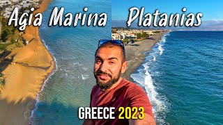 Platanias Crete Agia Marina Beach Chania Crete Greece 2023 [upl. by Newell]