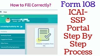 CA Articleship Completion Form 108SSP Portal ICAI Step by Step [upl. by Lettig277]