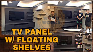 PAANO GUMAWA NG TV PANEL WITH FLOATING SHELVESHOW TO BUILD TV PANEL WITH FLOATING SHELVES [upl. by Tennos]