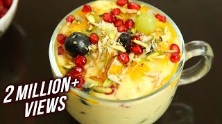 Fruit Custard Recipe  How To Make Fruit Custard At Home  Dessert Recipe  Fruit Custard  Ruchi [upl. by Aleb]