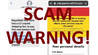 Royal Mail Text Message Scam warning quotYour item has a £2 unpaid shipping feequot  March 2021 [upl. by Hutchinson]