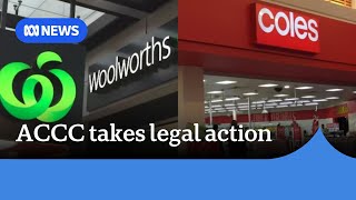 ACCC sues Woolworths Coles over allegations of misleading pricing  ABC News [upl. by Stanhope]