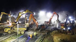 Highways England timelapse video showing the demolition of Brampton Bridge on the A1 [upl. by Rephotsirhc891]