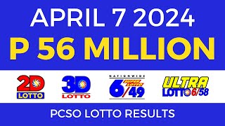 Lotto Result April 7 2024 9pm PCSO [upl. by Malvia]