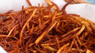 Homemade Crispy Shoestring Fries Recipe [upl. by Tebasile88]