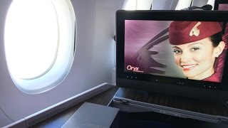 QATAR A350 BUSINESS CLASS REVIEW BOSTON to DOHA BOS to DOH [upl. by Ardnohsed]