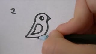 3 manieren om een cartoon vogel te tekenen deel 2 simpel bird [upl. by Ahsinac499]