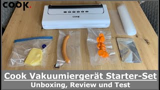 Cook Vakuumiergerät Vakuumierer StarterSet  Unboxing Review und Test Praxistest [upl. by Hesper]