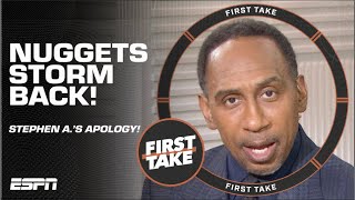 Stephen A WAS SHOCKED amp AGAIN ISSUES apology to Nuggets fans 👀  First Take [upl. by Ynattir]