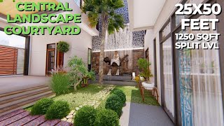 25X50 Feet  1250 sqft Split Level House with Large Central Courtyard  140 Gaj  ID170 [upl. by Revilo]