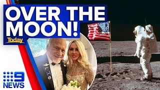 Astronaut Buzz Aldrin 93 marries longtime partner  9 News Australia [upl. by Auop]