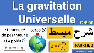 la gravitation universelle le Poids et lintensité de pesanteur g Cours Tronc Commun  Partie 2 شرح [upl. by Ajani]