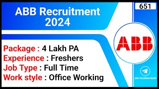 ABB Recruitment 2024  Package 4 Lakh PA  Finance Analyst Jobs  Full Time Jobs  MBA Finance Jobs [upl. by Groves]