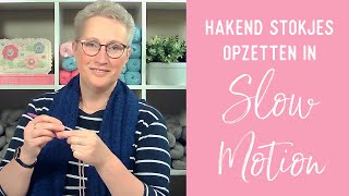 Hakend stokjes opzetten in Slow Motion  keepitsimplehaken hakenvoorbeginners [upl. by Eta]