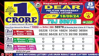 Dear Pelican Wednesday Weekly Lottery 8pm Draw Date 18092024 Dear Goverment Lotteries Live [upl. by Dawes768]