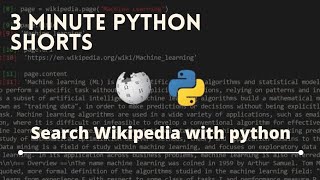 Search Wikipedia in python  Wikipedia API  3 minute python shorts  pyguru [upl. by Anaujit]