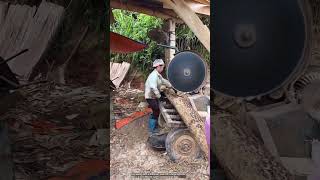 Effective sawing of logs with a stationary saw [upl. by Barret]