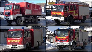 WLF ABA ZFR Einsatzfahrten verschiedener Feuerwehren zu Großbrand in Hallenberg HSK [upl. by Dlawso]