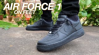 NIKE Air Force 1 Black Review  On Feet  WORTH IT [upl. by Cornelia]