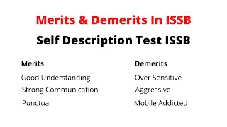 Self Description Test in ISSB  Merits Demerits  personality judgement [upl. by Nahtad]