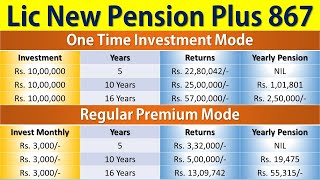 Lic New Pension Plan 867  Lic Pension Plan 2022  Lic New Pension Plus Plan  नई पेंशन प्लस योजना [upl. by Adnorrahs]