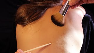 ASMR  Tingling Back Massage on a real person w chopsticks and brushes  No talking [upl. by Tannie]