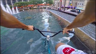 RIDING BMX in NYC WATER FOUNTAINS 2 [upl. by Lock252]