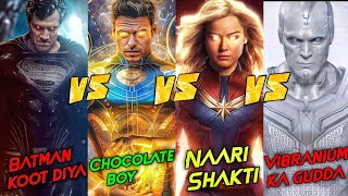 Superman vs Ikaris vs Captain Marvel vs Vision Explained in hindi SUPERBATTLE [upl. by Kellia889]