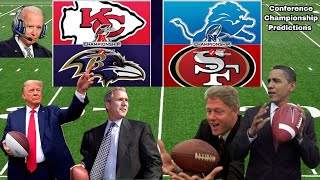 US Presidents Predict the AFC amp NFC Championship  2024 NFL Playoffs [upl. by Aerua403]