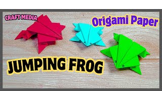 Origami Jumping Frog  How to make paper frog Toy  Origami Craft Media [upl. by Westfall]