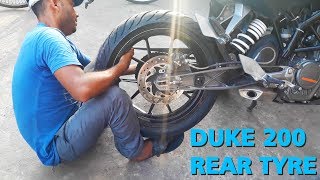 Duke 200 Rear Tyre Change  MRF RevZ C1  Karol Bagh  Delhiocity [upl. by Adlen]