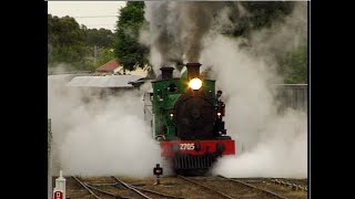 Australian steam locomotives 2705 3112 amp 3830  1999 Thirlmere Festival of Steam [upl. by Englebert]